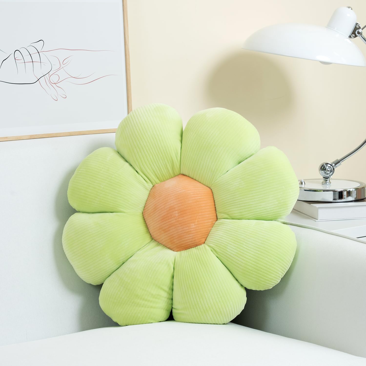 Sioloc Flower Pillow,Flower Shaped Throw Pillow Butt Cushion Flower Floor Pillow,Seating Cushion,Cute Room Decor & Plush Pillow for Bedroom Sofa Chair(Light Green,29.5") Light Green 29.5 Inches