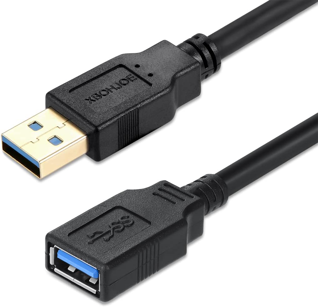 XBOHJOE USB 3.0 Extension Cable 10FT High Speed 3.0 USB Extender Cord Type A Male to Female Data Transfer 5Gbps for Mouse Extender Cable Keyboard Extension Cord etc(10ft Black)