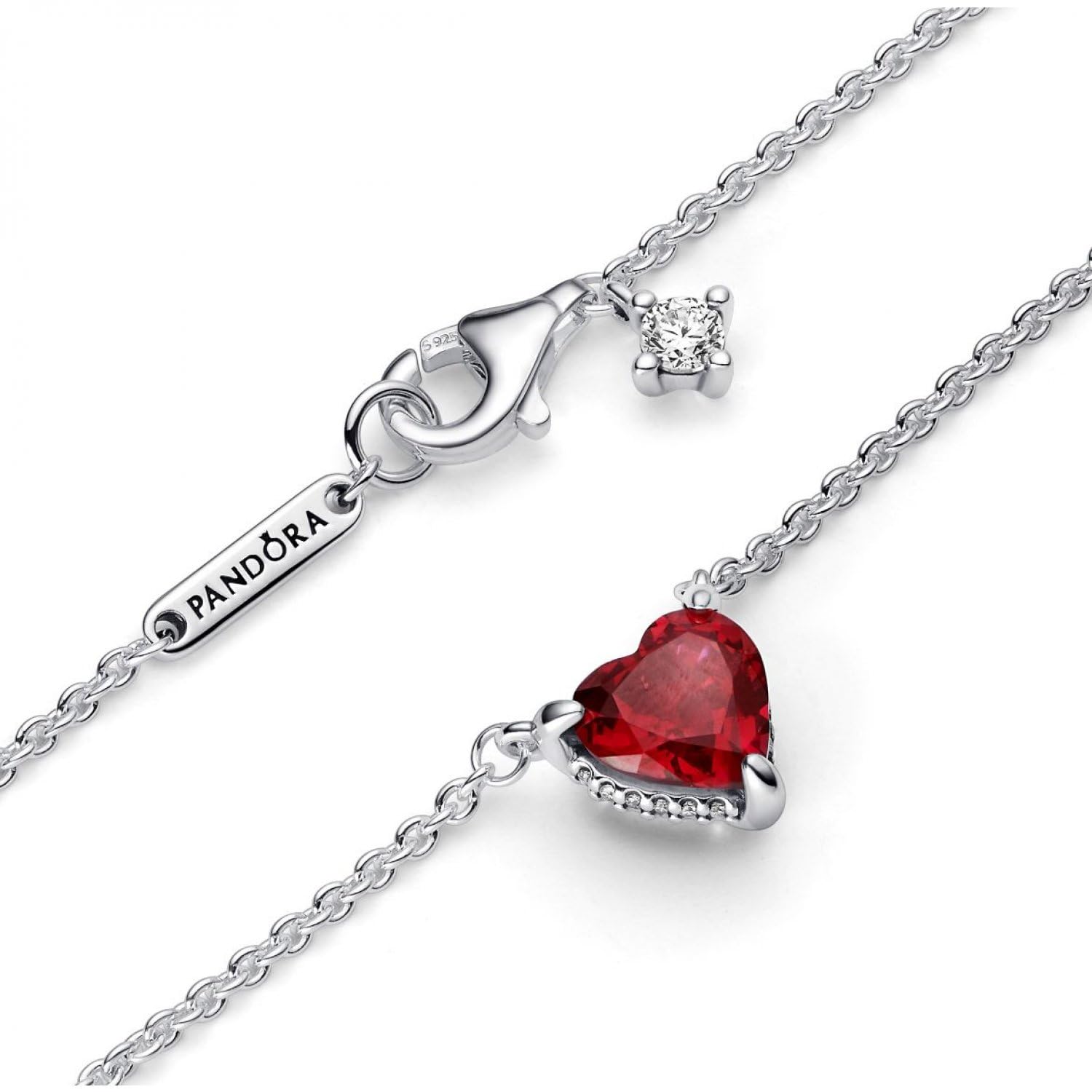 Pandora Timeless Schmuck funkelndes Herz, mit kirschrotem Jubiläumskristall