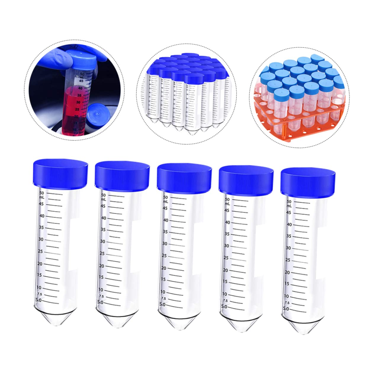 PLAFOPE 50 Pcs Cono De Tubo Centrífugo Tubo Científico Tubo De Ensayo Cónico Tubos De Experimentación Tubo Graduado Tubos De Centrífuga De Ciencia El Plastico Tubo Plástico Con Escala