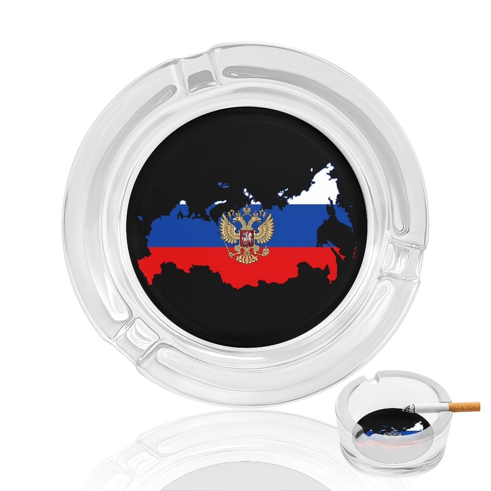 Nclqvjxzkhw Style Russian Ea-Gles Map Of Russia Glass Ashtray Round Ash Tray Smoking Trays For Home Garden Outdoor