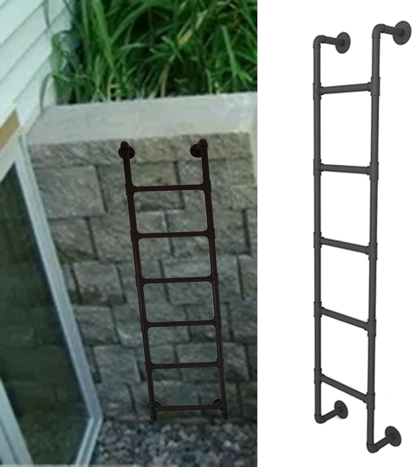 Loft Ladders 1m-1.7m Iron Fire Safety Attic Staircase Compact & Sturdy Home Access Solution for Basement & Outdoor Windows - Easy Storage & Installation