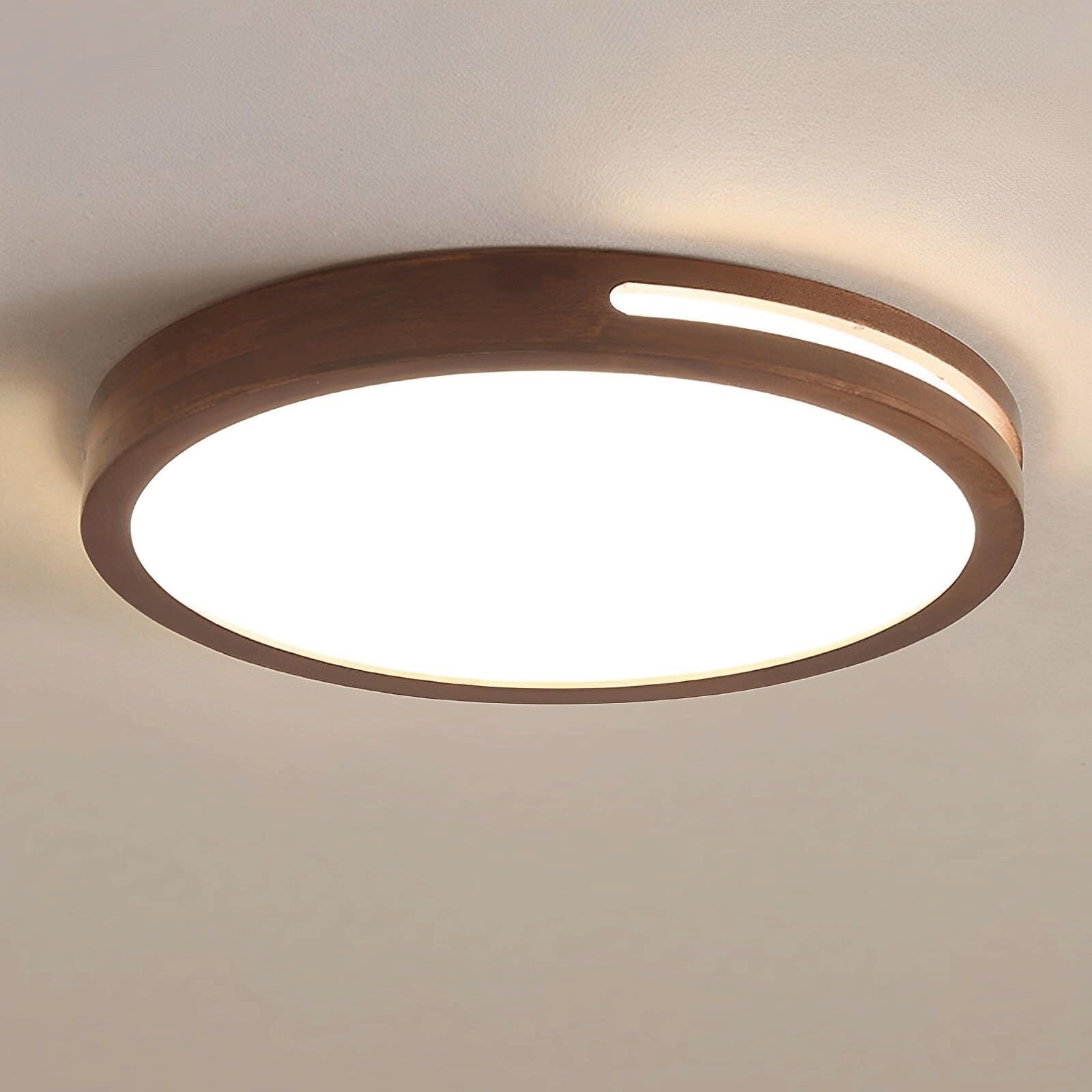 DUddTTW Wood Ceiling Light Fixture Walnut Flush Mount Lighting Dimmable Ceiling Lamp LED Close to Ceiling Light Chandelier Living Room(40CM/15.7")