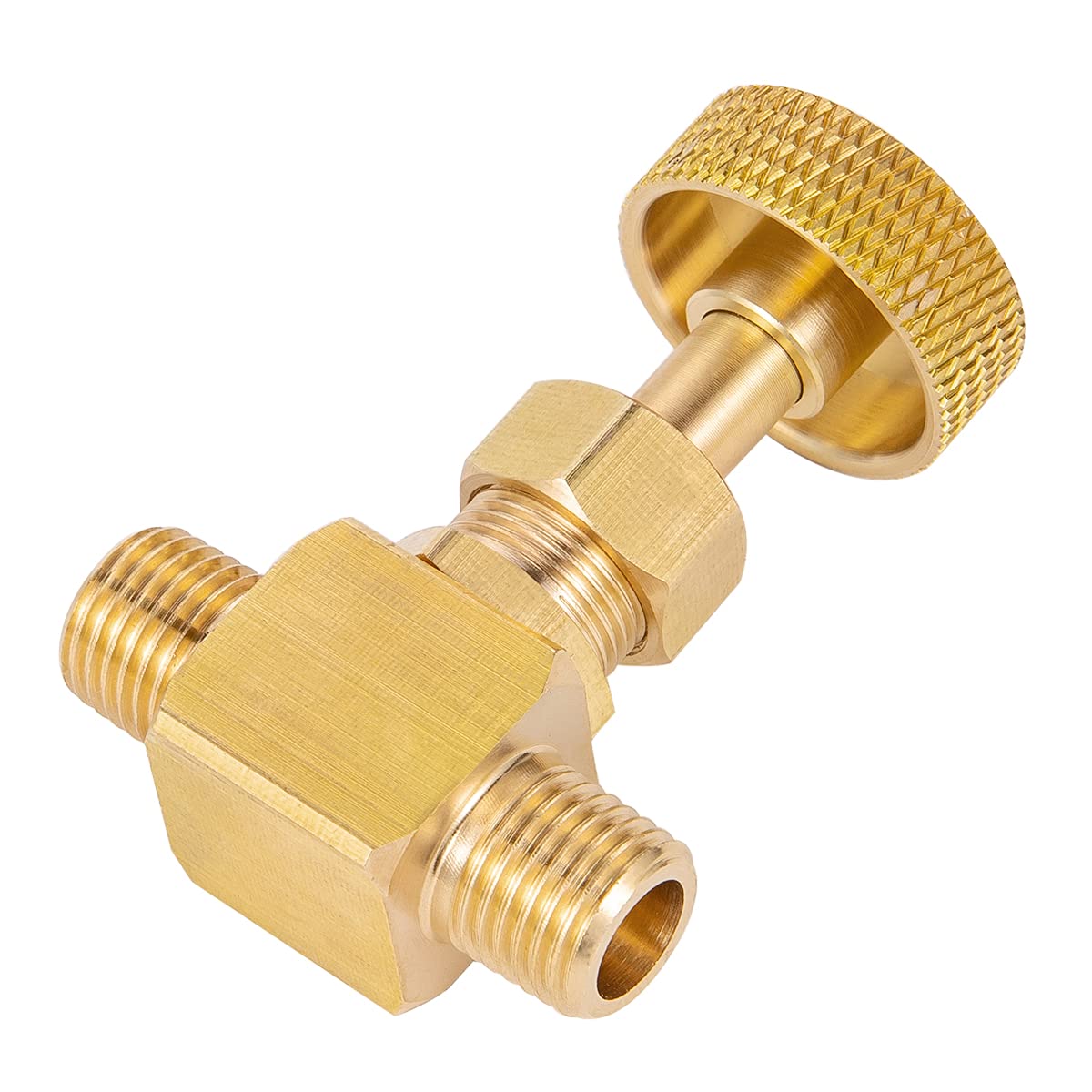 2 válvulas de aguja de control de repuesto de latón resistente de 1/4 pulgadas Npt macho x 1/4 pulgadas Npt conexión macho