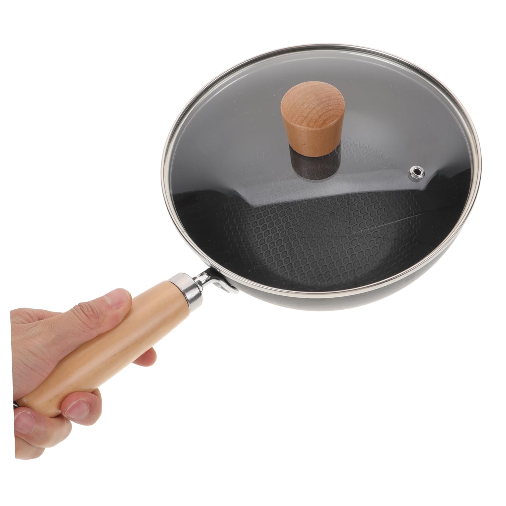 SOLUSTRE Kleiner Wok Traditionelle Wokpfanne aus Gusseisen Kochwok für Braten und Dämpfen Geeignet für Induction Gas und Elektroherde