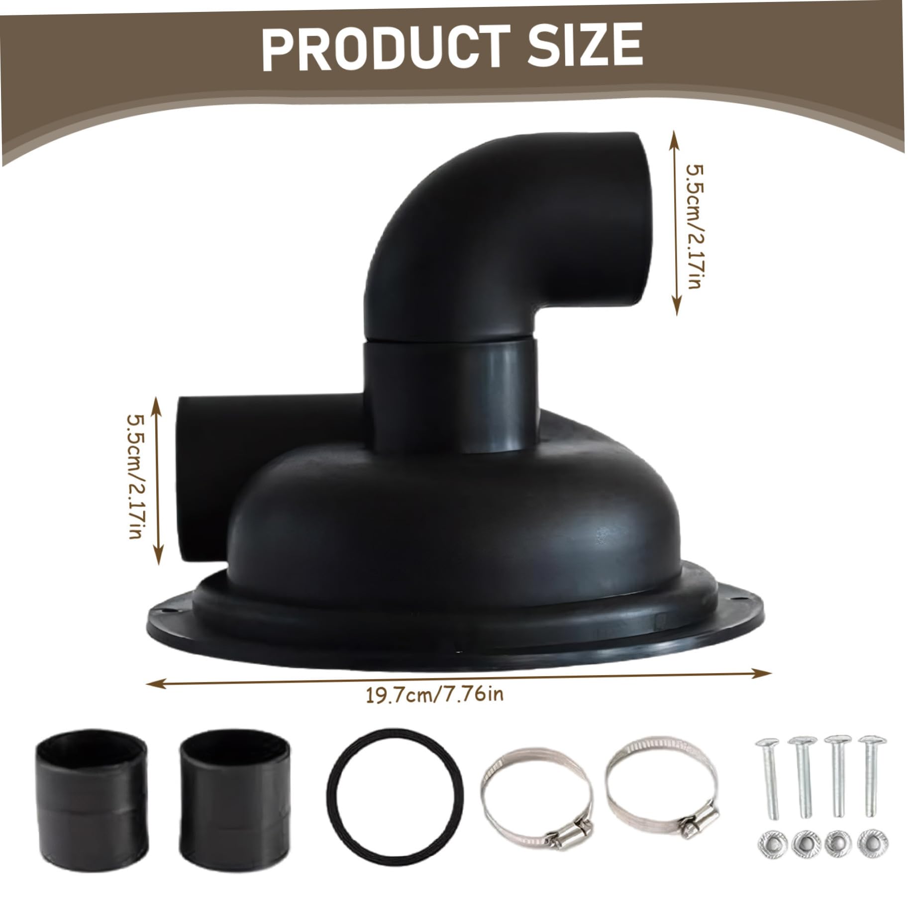 Coperchio di ciclone della polvere con gomito, coperchio del separatore nero 197mm, tappo del separatore ciclone PP pre-perforato per il sistema a vuoto, accessori per collezionisti di polvere
