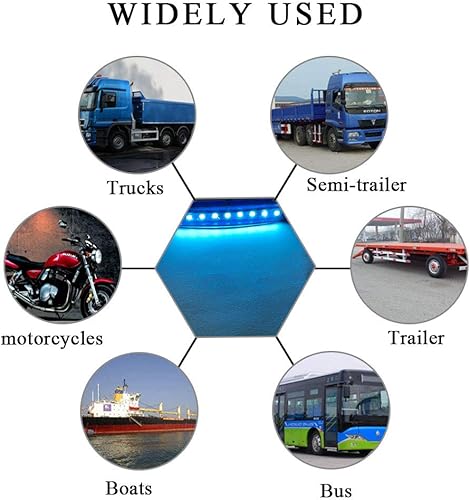 Miniatura 6 de Sidaqi Luces indicadoras laterales de 3.9 pulgadas, 10 unidades, color azul, 9 LED, luces indicadoras laterales, luces de posición de 12 V para