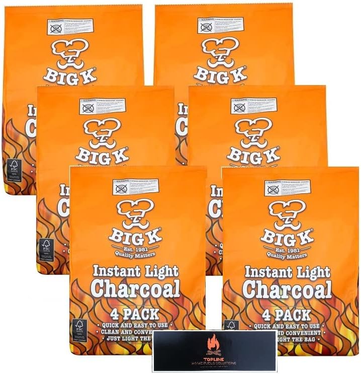 Instant Light Lumpwood Charcoal Bags 4x1kg BBQ Coals Instant Bags are