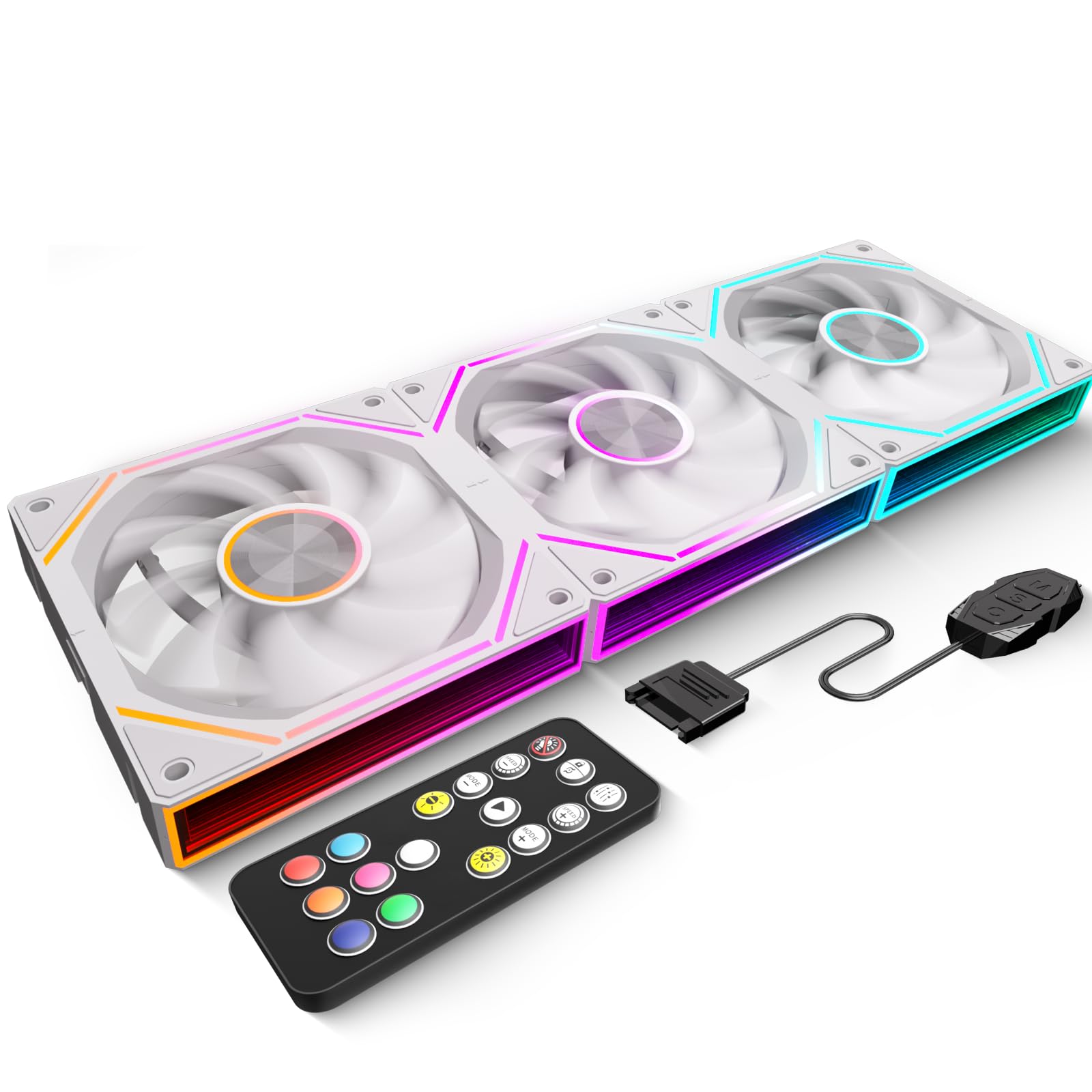 FB120 - Ventole di raffreddamento ARGB PC da 120 mm, design a specchio infinito, colori e telecomando da 16,8 m, controllo della velocità PWM, flusso d'aria elevato, giunzione/catena a