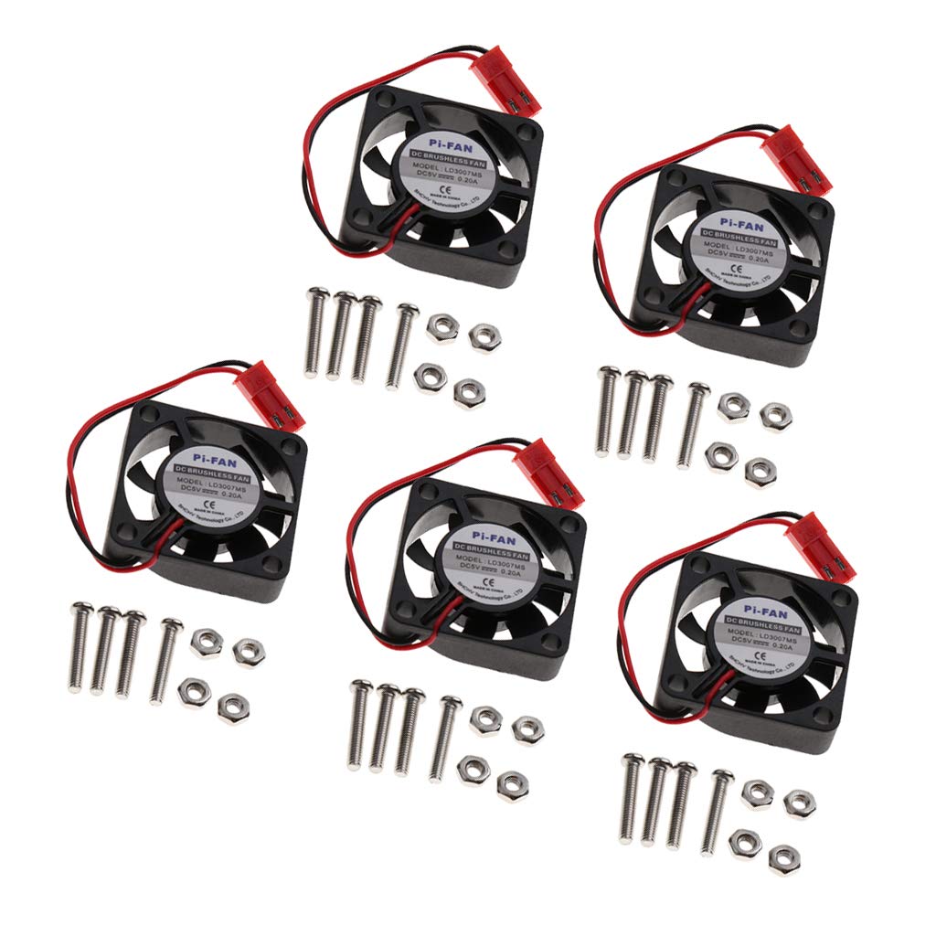 Gazechimp 5x DC 5V CPU Cooling Fan 30mm Ultra Quiet Radiator Heatsink for Raspberry Pi 3 Model B/Pi 2 Model B/Pi B+