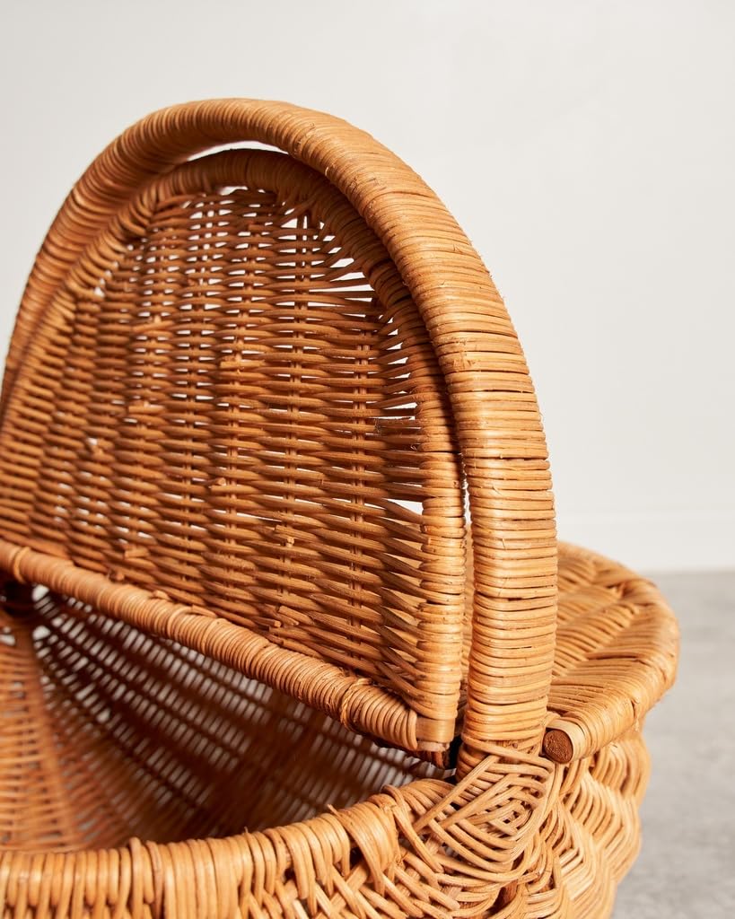 Cesteria Aparici Cesta De Picnic De Mimbre Ovalada, Cesta De Almacenamiento De Picnic, Lavado Antiguo, Sin forro, Marrón - Uso De Campamento De Vacaciones, Decoración De La Boda En Casa (41X29X27X42)