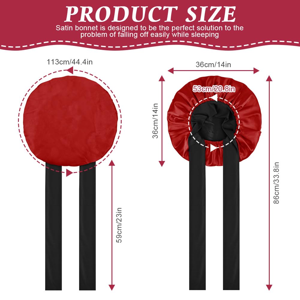 ACWOO Satin Caps for Sleeping Adjustable Silk Cap, Double Layer Soft Satin Sleep Cap - Image 2