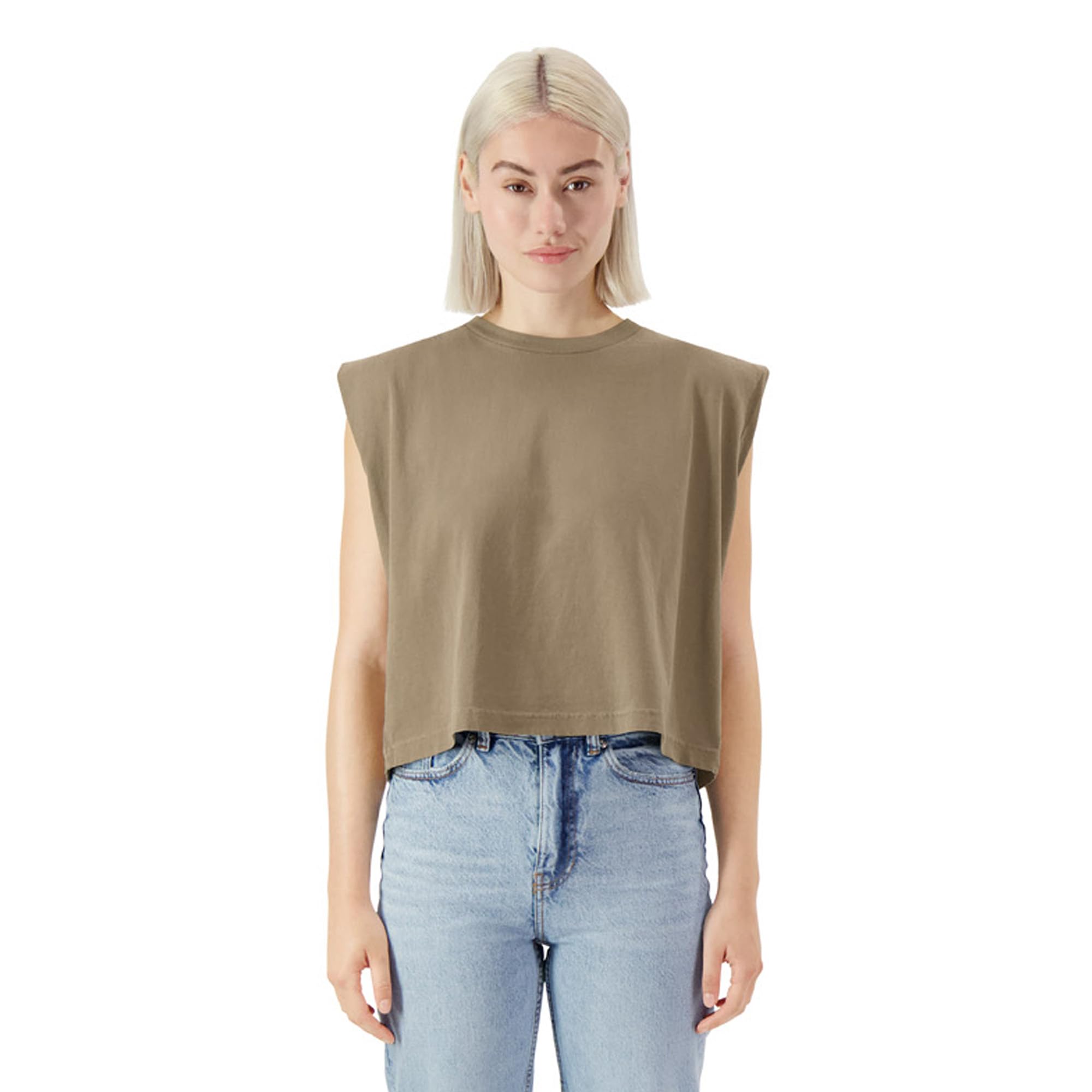 American Apparel Heavyweight Cotton, Boxy, Cropped, and Garment Dyed Muscle T-Shirt, Style G307gd, 2-Pack Casual Mujer (Pack de 2)