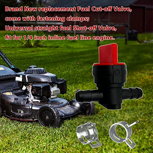 1/4" Inline Fuel Cut Off Valve Shut Off Valve Straight Gas Valve With Clamps #TOP3