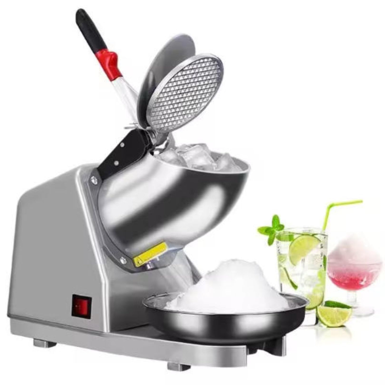 ZHJOPP Electric Ice Crusher, Commercial & Home Snow Cone Maker – Stainless Steel Ice Shaver with Dual Blades, 2-Speed, 65kg/h Capacity
