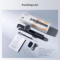 Vista 9 de K&F CONCEPT Popod - Trípode para teléfono de 183 cm, clip 3 en 1 y palo magnético para selfie con control remoto, soporte de trípode automático