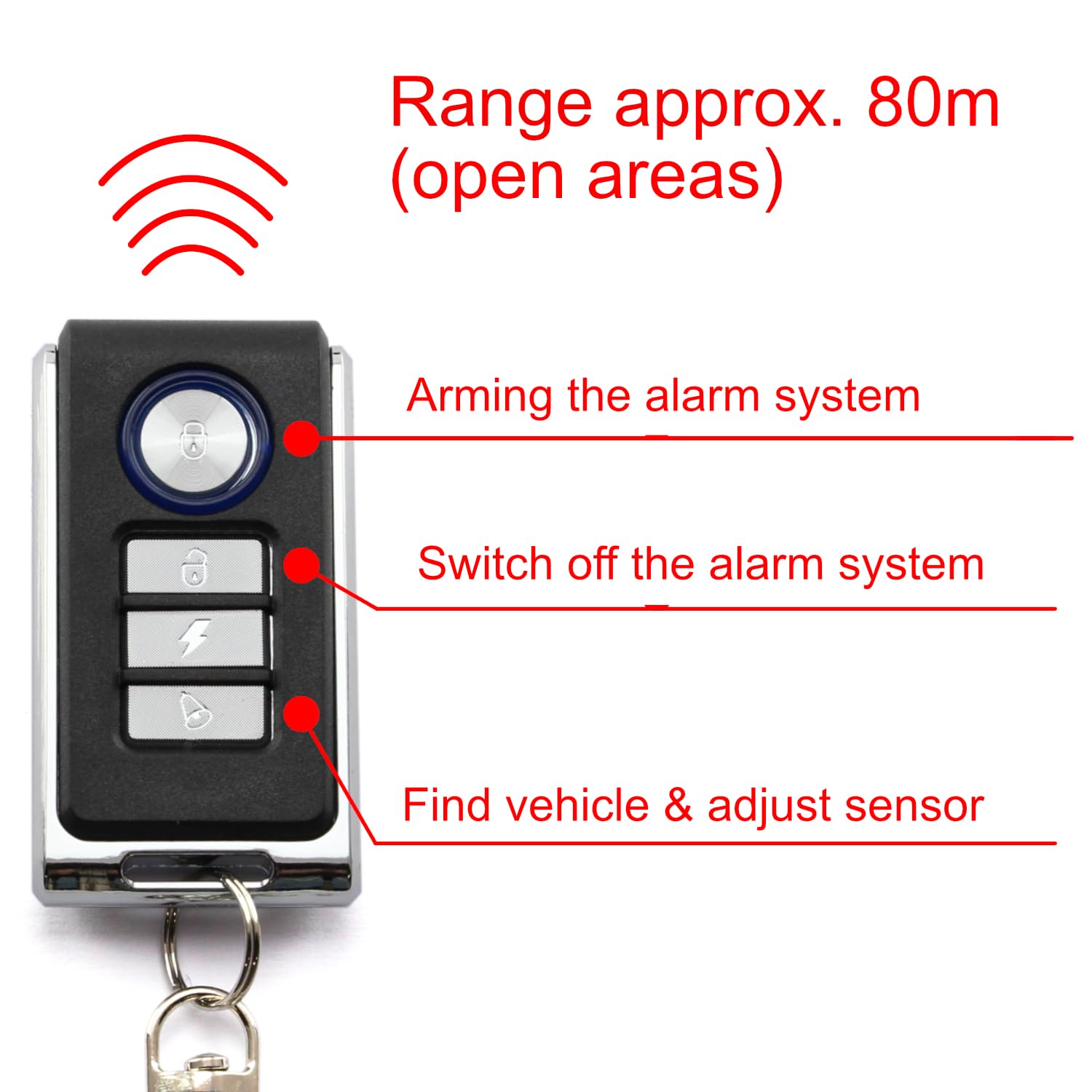 Area1 Sistema de Alarma para Motocicleta Easy 2 Fit de fácil Montaje / 12 V/Universal / 2 mandos a Distancia / 125 dB/protección antirrobo