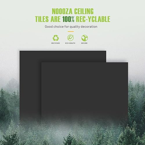 Miniatura 7 de Noooza Azulejos de techo caídos de 2 x 2 pies, azulejos de techo con relieve de iconos blancos de 24 x 24 pulgadas. Impermeables, lavables y