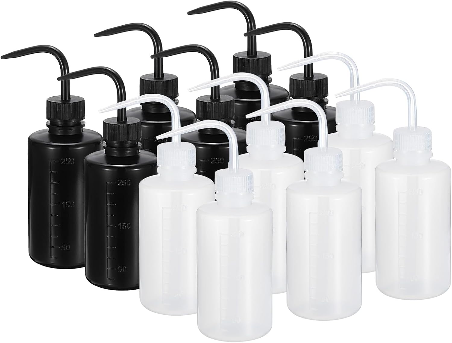 PATIKIL 250ml Wash Bottle, 12pcs Plastic Squeeze Bottle Narrow Mouth Bottle Watering Tools Foam Bottle for Green Soap Cleaning Washing Irrigation, Black Clear