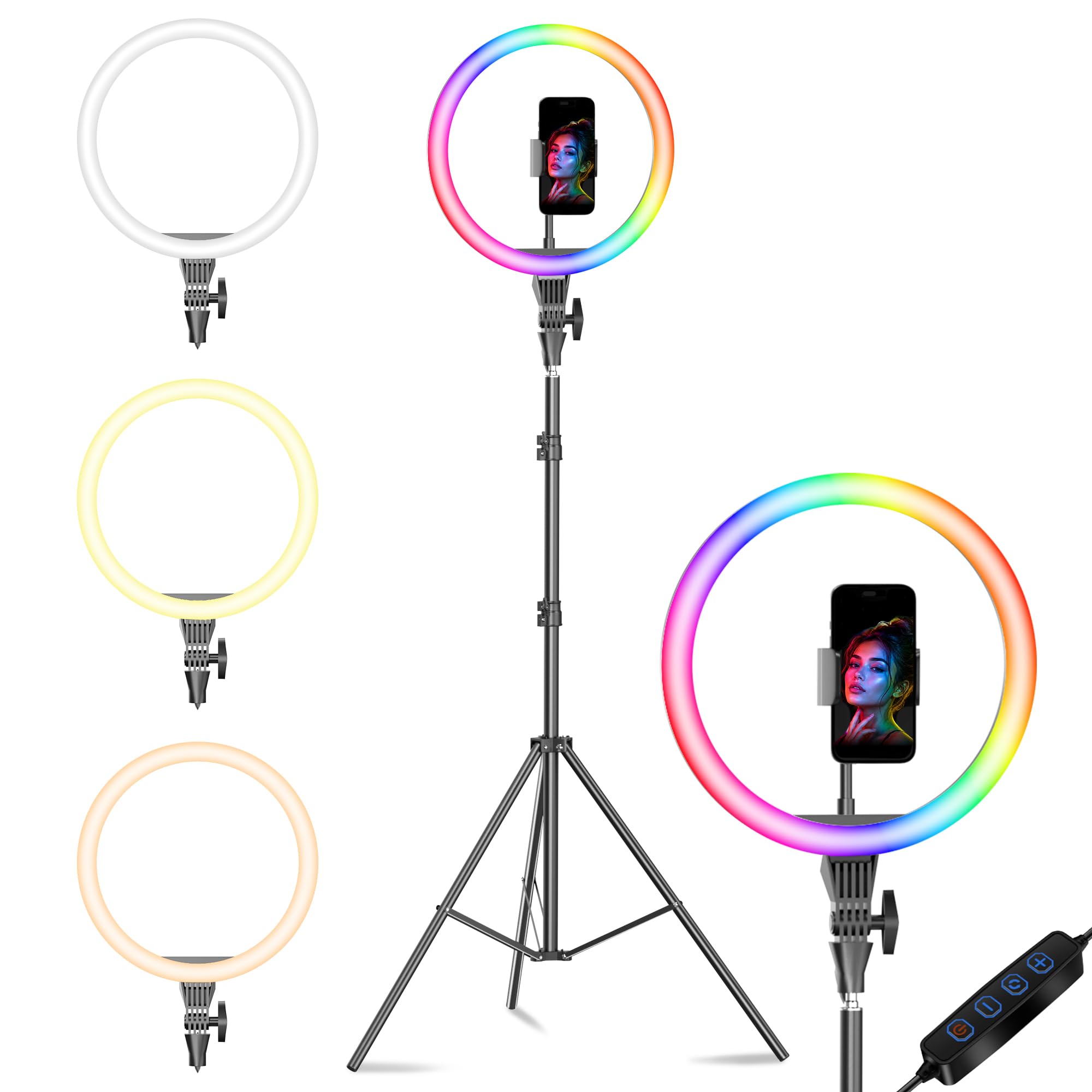 Sounce 14 Inch RGB LED Ring Light with 7 Feet Tripod Stand & Hot Shoe Adapter | Dual Temperature & Dimmable Brightness | Compatible with Smartphones & Camera | for Photo Shoot, Video & Vlogging-picture-24