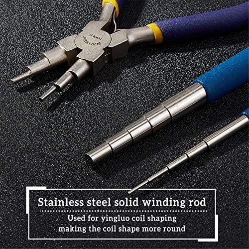 BENECREAT Wire Looping Tool Set with 2Pcs Wire Looping Mandrel and 1Pc 6 in 1 Bail Making Plier for Jewelry Wire Wrapping and Jump Ring Forming