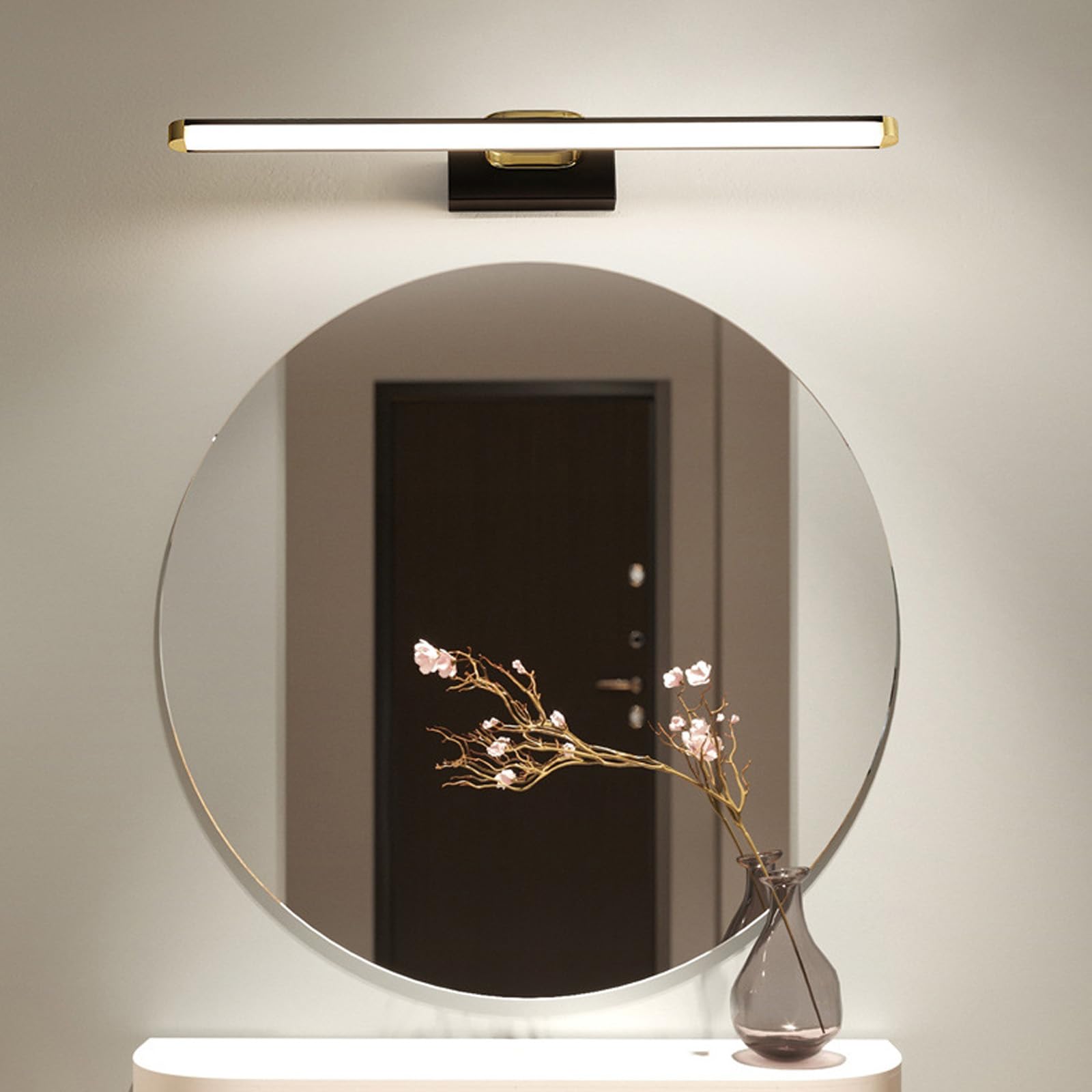 Lampa ścienna LED do lustra wewnętrznego, wodoodporna, nowoczesna, dekoracyjna, czarna, designerska, długa żelazna lampa ścienna do darta cel, zdjęcie, łazienka