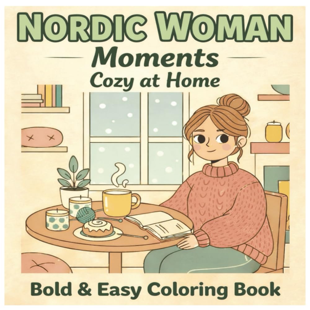Nordic Woman Moments: Cozy at Home: Bold & Easy Coloring Book