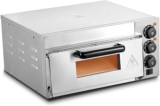 3000W 16″ Countertop Pizza Maker Electric Grill & Toaster Oven – 50-350°C Pizza Cooker for Baking, Grilling with 60-Min Timer, Baking Tray & Stone Base | Stainless Steel SingleLayer