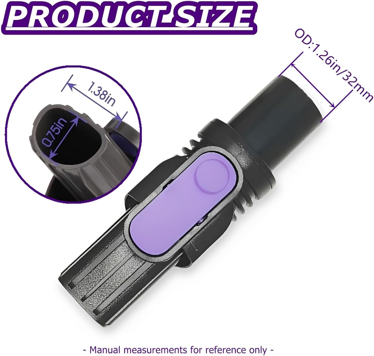 32mm Vacuum Adapter Replacement Part for IZ462H IZ482H IX141 IZ163H IZ363HT, D-Shape Connector Compatible With IX/IZ Series Cordless Vacuums