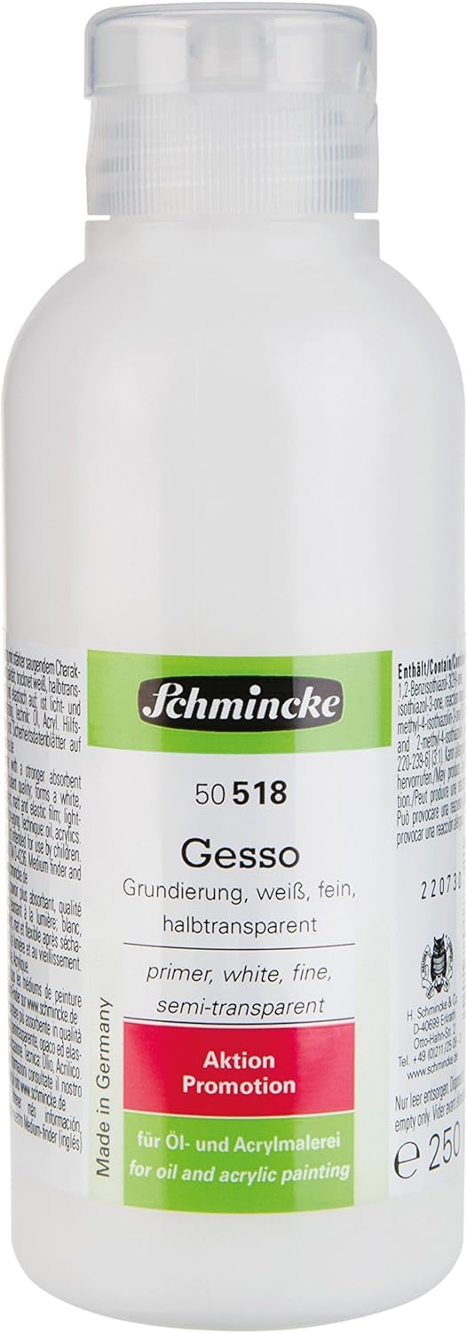 Schmincke Gesso 250 ml – Weiße, halbtransparente Grundierung für Öl- und Acrylmalerei