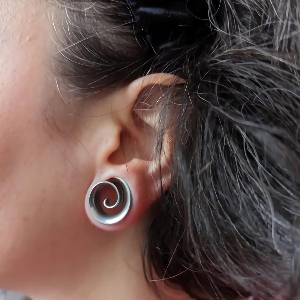 Vankula Dilatatori Lobo Sella tunnel dilatatore orecchie in Acciaio inossidabile Spirale lobi piercing espansori Gioielli Uomo Donna 8mm a 25mm