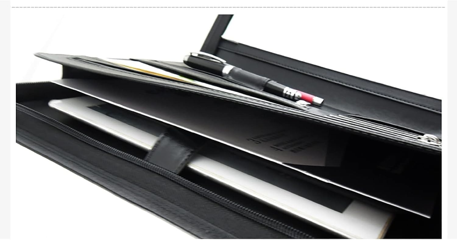Cartella for conferenze A4 in pelle A4 con clip for manager, borsa con cerniera, articoli for ufficio, cartella aziendale for lavoro d'ufficio
