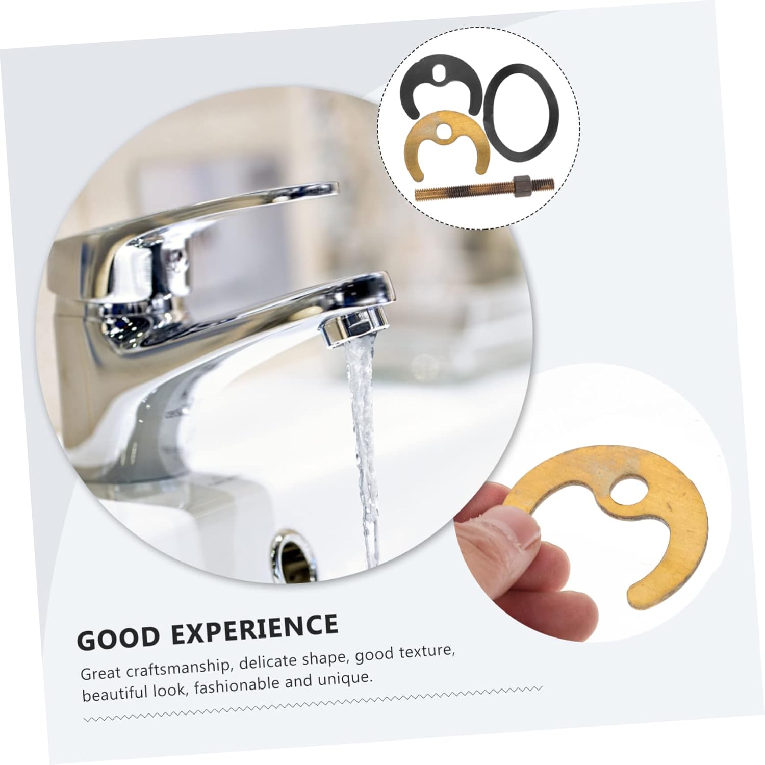 Uonlytech 5 Sets Sink Faucet Lock Nut Faucet Nut Fixing Kitchen Accessory Bracket for Repairing Kitchen Antiloosing Brass Locks Hot and Cold Rubber Gasket