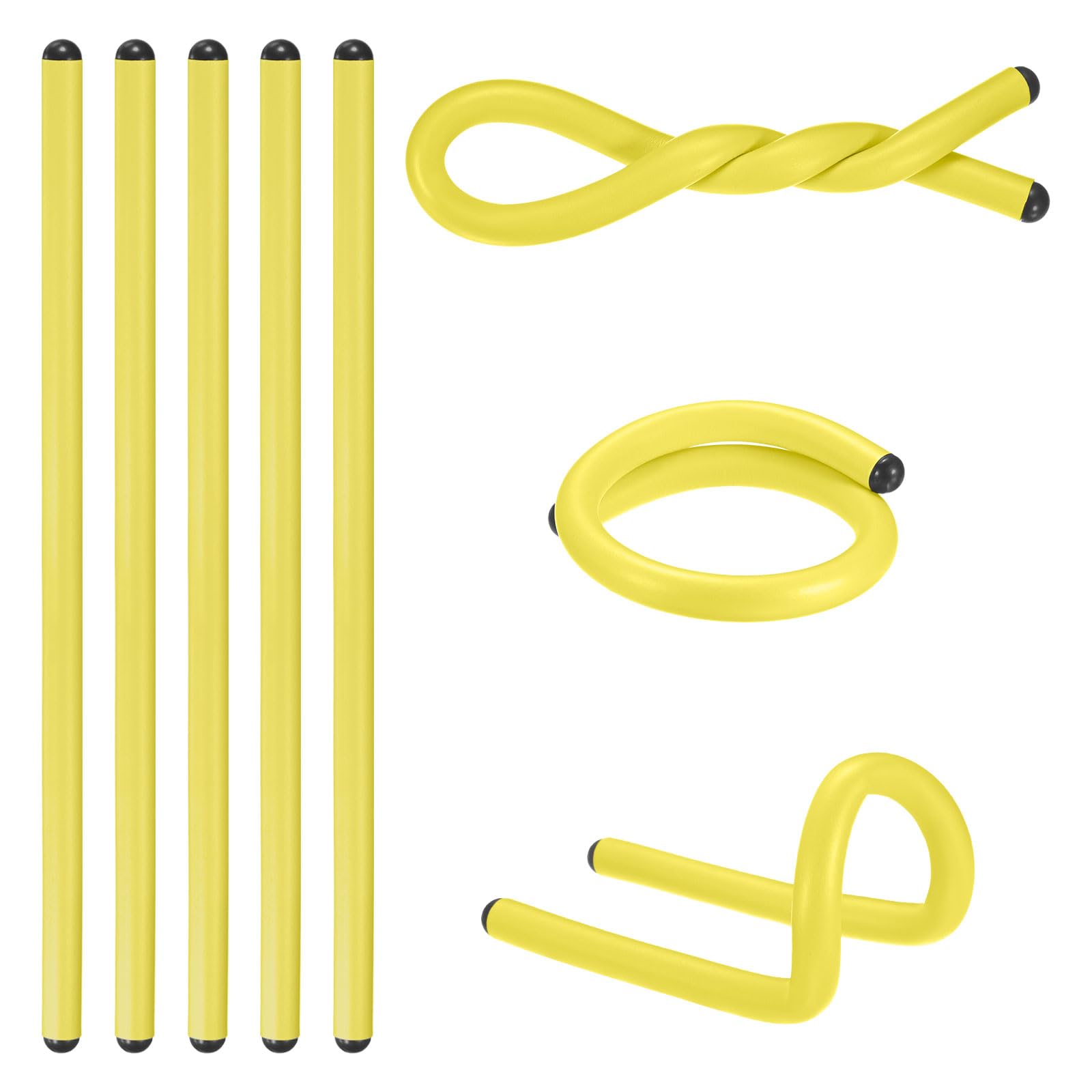 M METERXITY 8-Pack Twist Rubber Ties, 17-Inch EVA Foam Reusable Twist Ties for Organizing Bundling Cords/Wires/Cables, Bendable Rubber Tie Down Straps [Yellow]