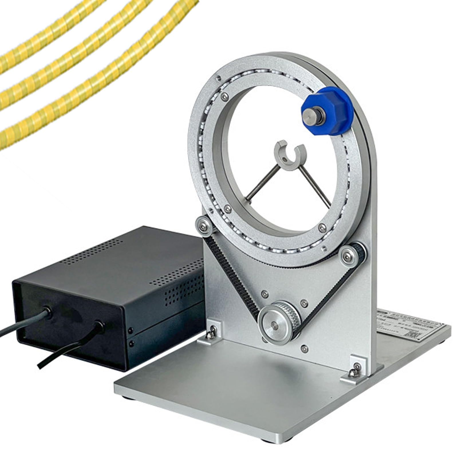 Envolvedora de cinta eléctrica automática, enrollador de cinta de arnés de cableado de rotación de 360°, velocidad ajustable de 10-1500 rpm, con anillo limitador e interruptor de pie para embalaje de