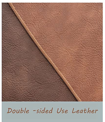 Chemin de table en cuir imperméable et thermo-résistant marron facile à nettoyer