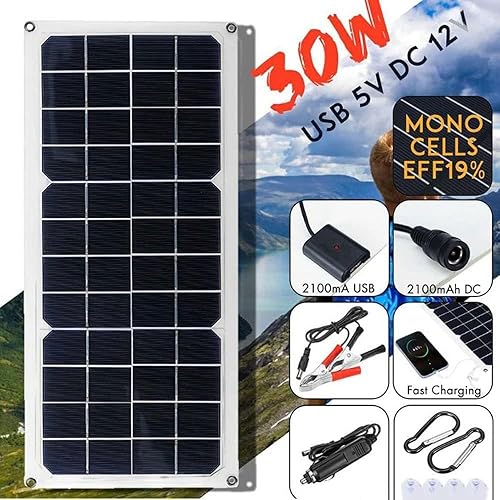 Miniatura 3 de CAJUCA 30W 12V Cargador de panel solar ligero Kit de panel solar portátil Sistema solar flexible para fuente de alimentación al aire libre Camping