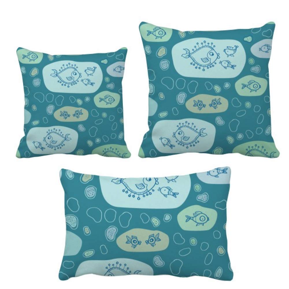 Housse de coussin haut de gamme poisson abstrait bleu DIYthinker pour canapé chic