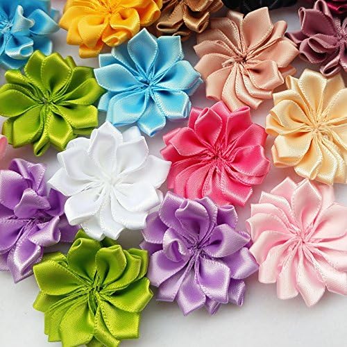 Miniatura 4 de Chenkou Craft 28 piezas (1 12") 1.575in cinta de flores lazos manualidades costura apliques decoración de boda (flor (A0214))