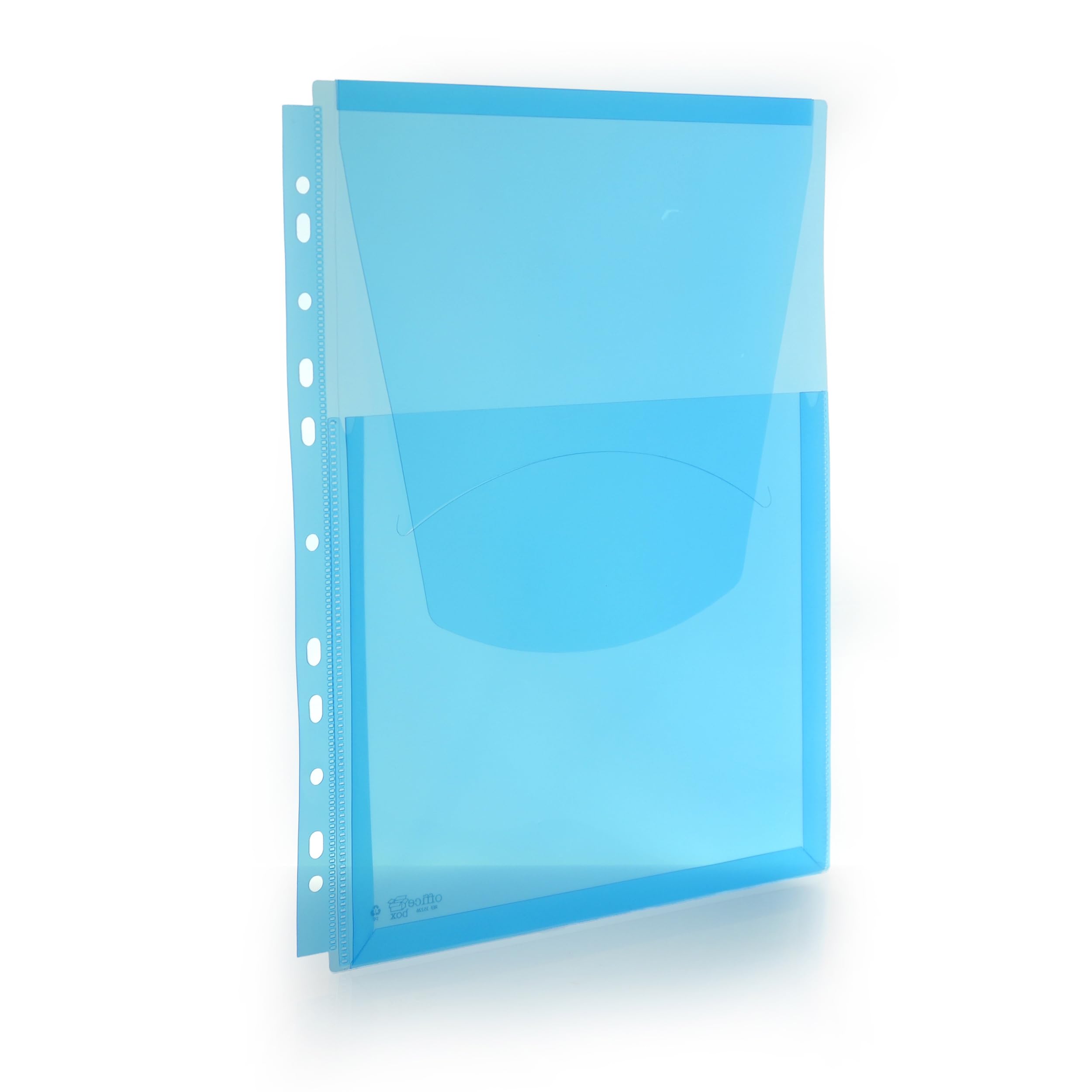 Pack 10 Dossier Bolsa para con fuelle de 2 cm de Gran capacidad y multitaladro para Archivar en anillas –Polipropileno 100% Reciclable de gran resistencia y Calidad by Office Box (Azul)