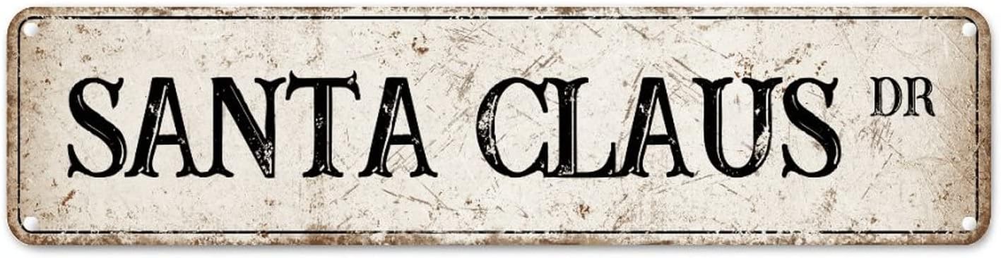 Personalized HO HO HO Street Sign Merry Christmas Signs Christmas Decorations Metal Tin Sign Vintage Indoor & Outdoor Decor for Home Man Cave Door Porch Garden Party 24x6in