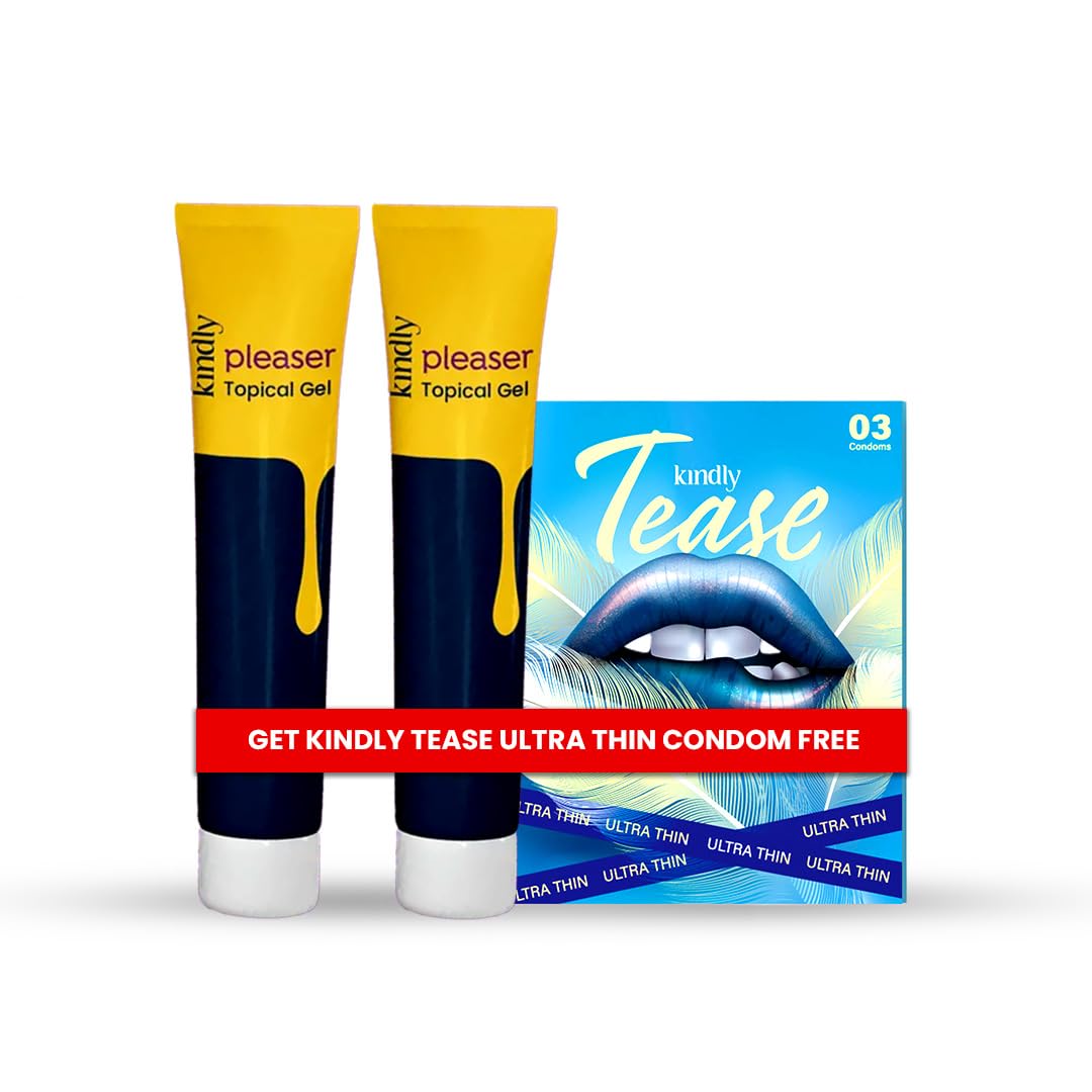 Kindly Health Pleaser Topical Gel | 40Gm(2x20 Gm) | With Free Pack of 3 UltraThin Condoms | Non-Transferrable Gel For Men | Fast Acting & Prolong Fun| Alcohol Free | Easy To Use