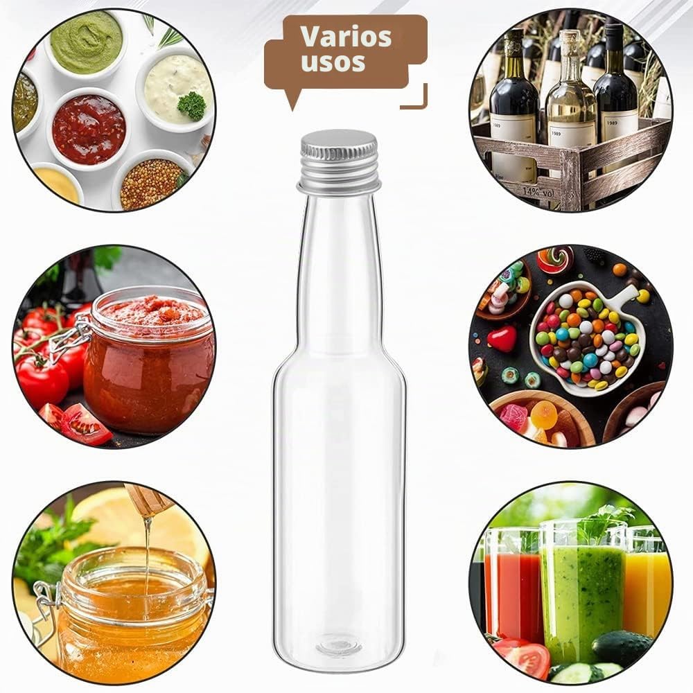 Botellas de Plástico para Rellenar 100 ml Reutilizables con Tapa para Bodas y Fiestas
