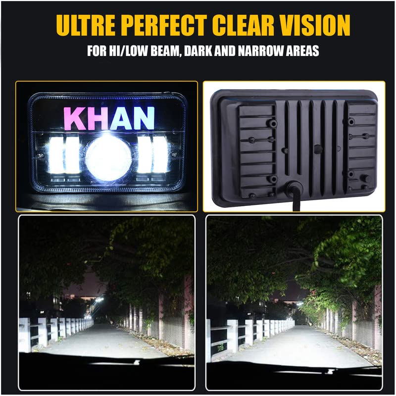 Image of AllExtreme 4 LED KHAN Headlight 50W 1 Projector Lamp DRL Light with Heat Dissipation Bright Beam Compatible with Splendor Bike Motorcycle