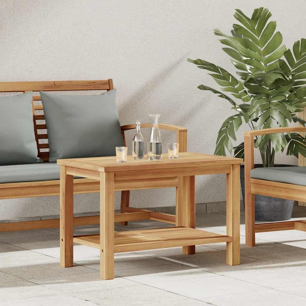 SXZenSpace Garden Coffee Table 70 x 40 cm Solid Teak Wood Outdoor Side with Hidden Storage, Modern Bistro Design for Patio, Balcony, Terrace