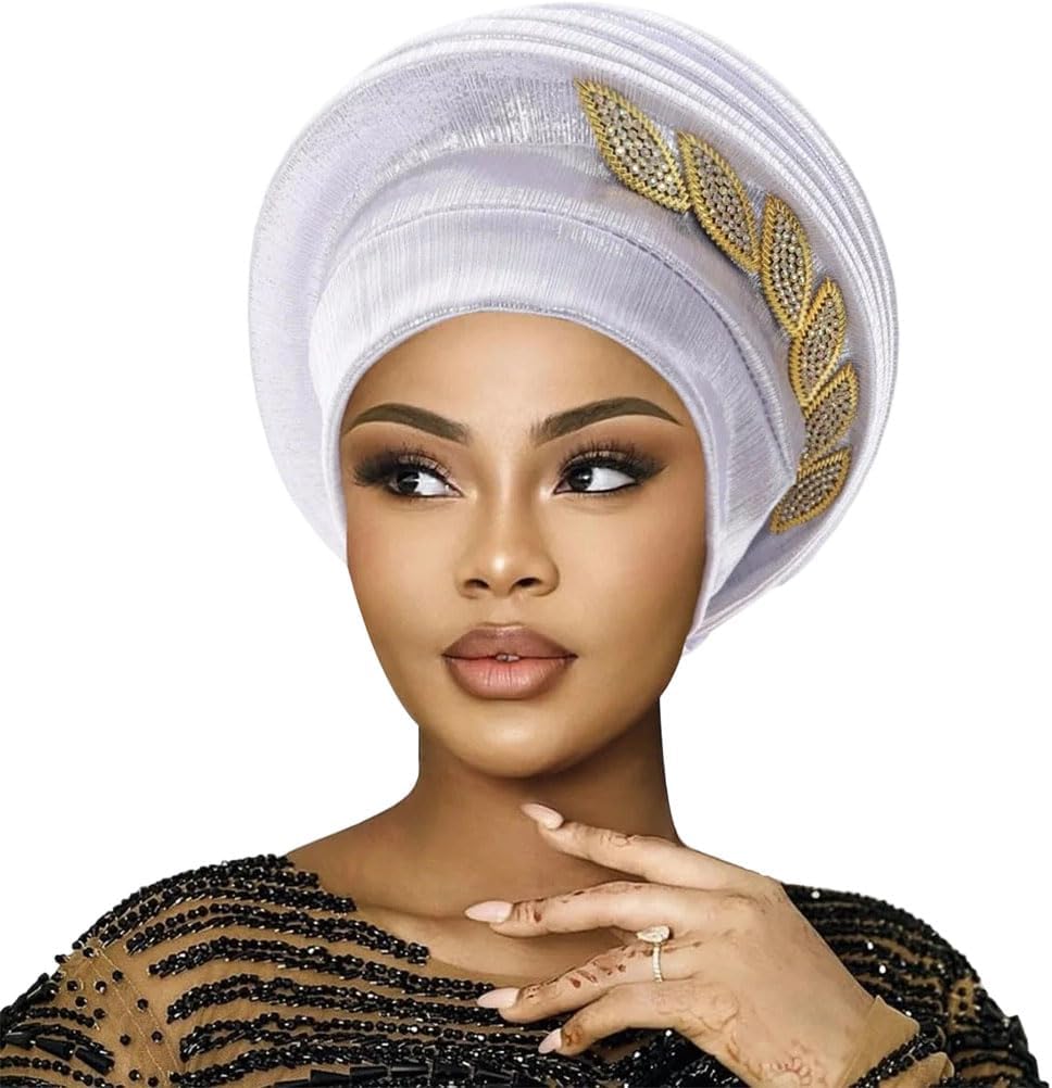 Womens African Nigeria Auto Head Wraps Turban Cap Wedding Muslim Bonnet Hijab Headpiece