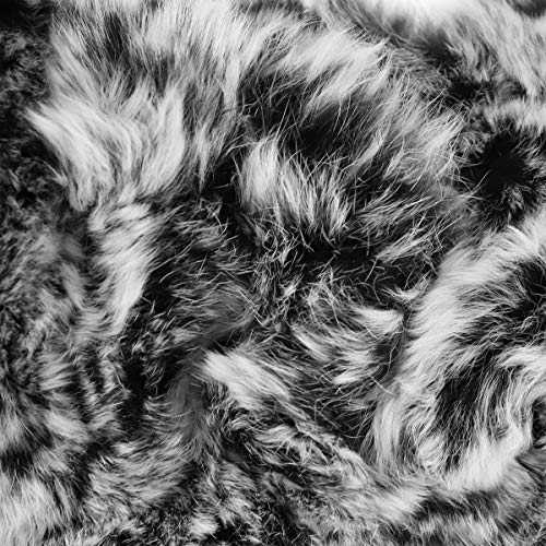 surell Rex Rabbit Long Chain Neck Loop Scarf - Wedding Wraps and Shawls for Women - Bridal Fur Stole (Black Frost)3