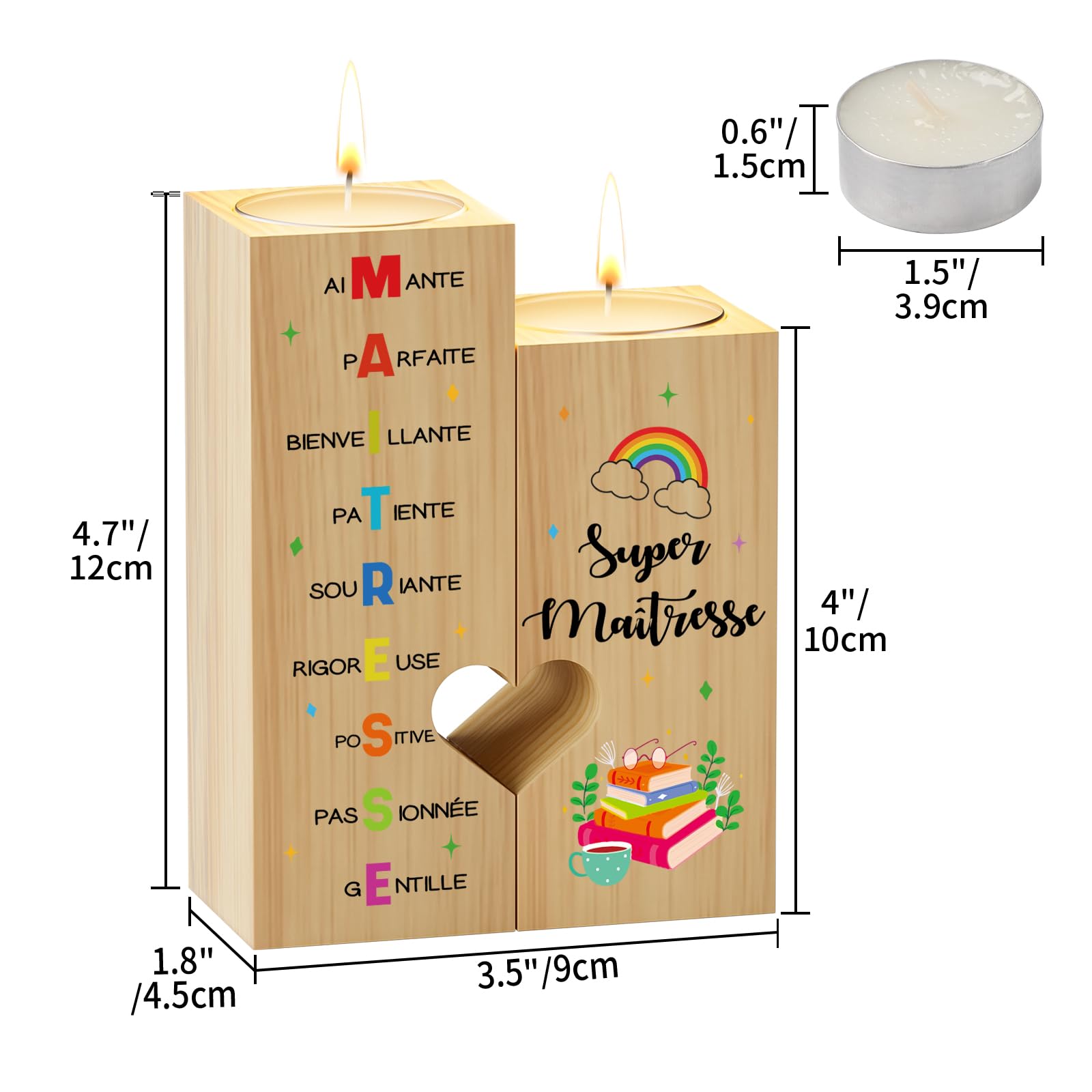 Cadeau Maitresse d'école Fin d'année, Candélabre Merci Meilleur Cadeaux Les Femmes Professeur Anniversaire Graduation Noel Idee