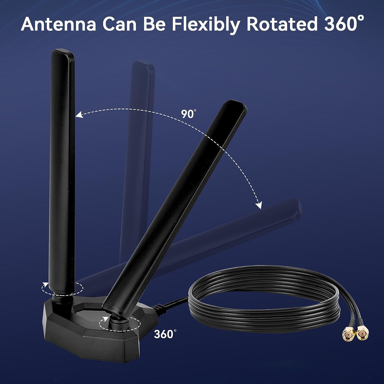 Tri Band Antena WiFi 6E 8dBi 2,4 GHz 5,8 GHz 6 GHz WLAN Z Podstawą Magnetyczną RP-SMA, Kompatybilna Z Bezprzewodowym Routerem Bluetooth, Kamera Bezpieczeństwa