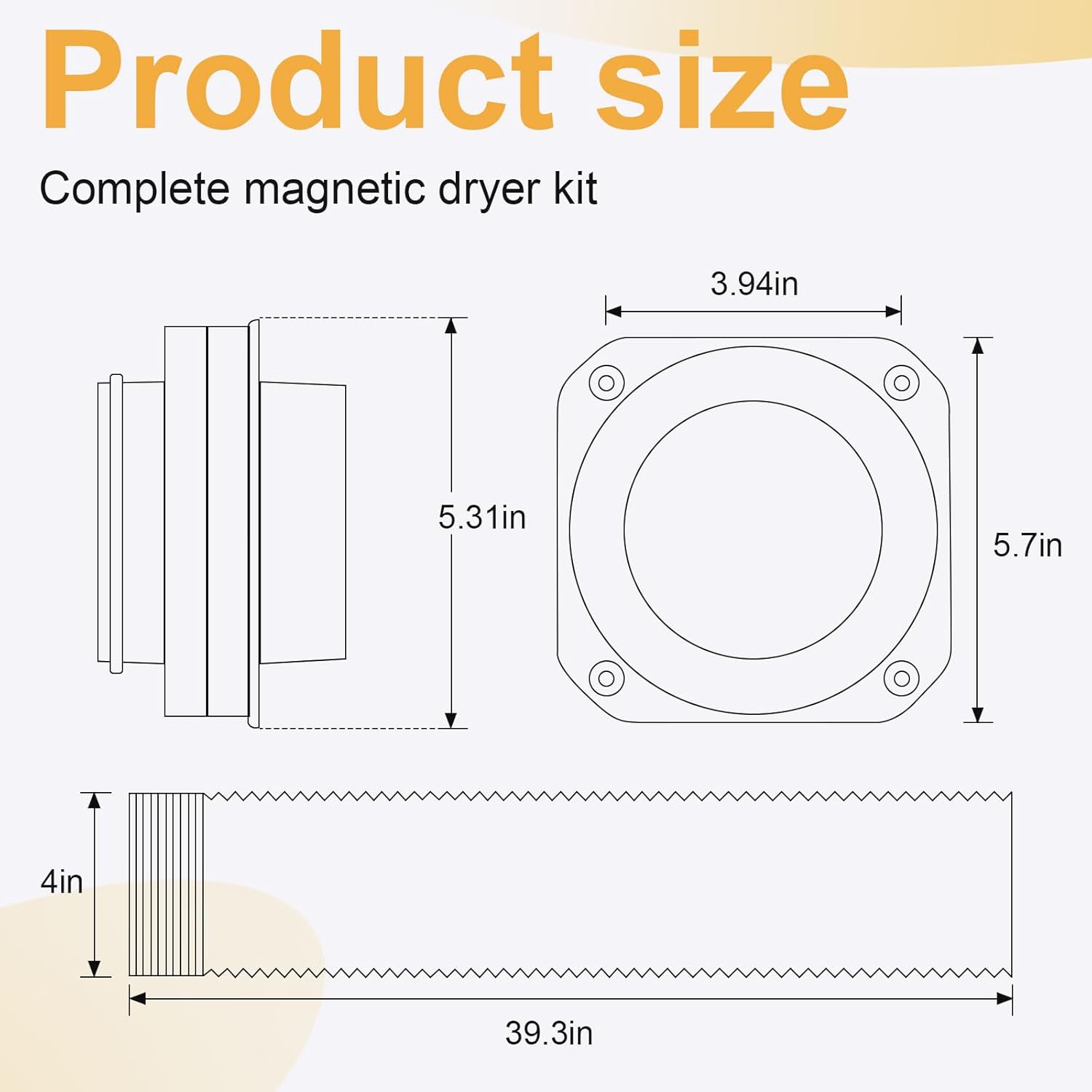 Magnetic Dryer Vent Coupling Connector Kit DV180 - Airtight Seal Quick Connect System with 4" Aluminum Duct Hose & Clamps for Easy Cleaning & Maintenance